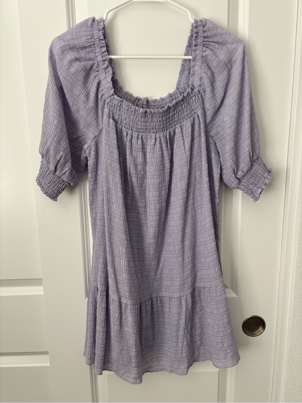 BB Dakota by Steve Madden Lavender Smocked Square-Neck Mini Dress